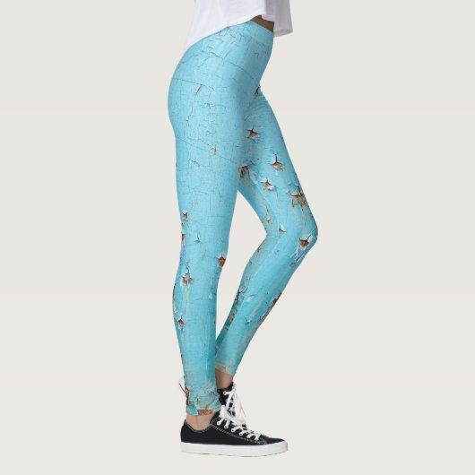 Rusted Blue Metal: gestructureerde muur. Leggings (Rechts)
