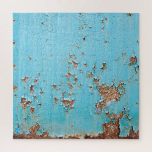 Rusted Blue Metal: gestructureerde muur. Legpuzzel