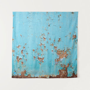 Rusted Blue Metal: gestructureerde muur. Wandkleed