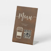 Rusted Copper Cafe Contactloos Menu Script QR-code Reclamebord Met Voetstuk (Voorkant)