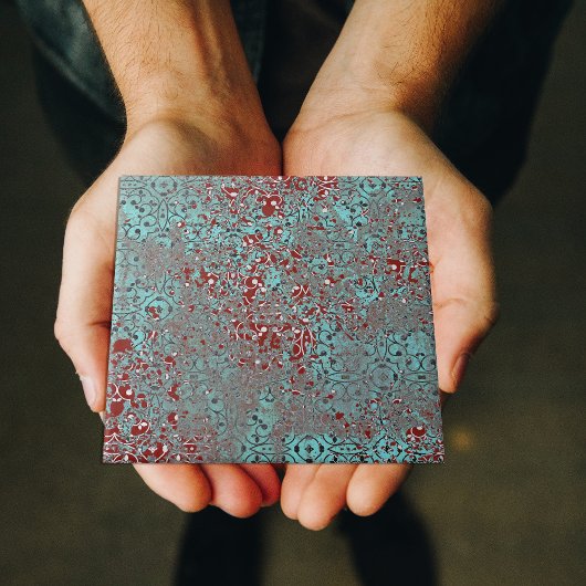 Rusted Copper Patina Cement Textured Damask Tegeltje