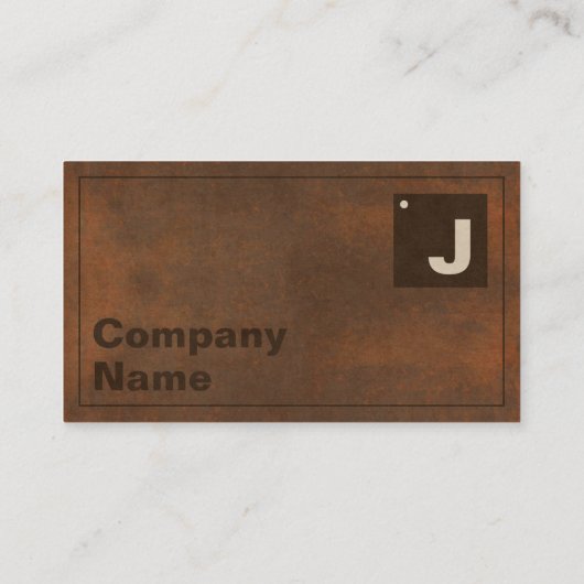 Rusted Iron Bold Typografie Monogram QR-code Visitekaartje (Achterkant)