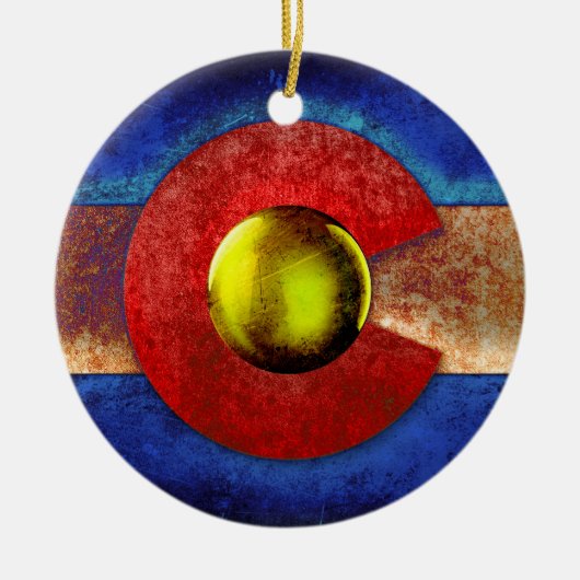 Rusted Metal Colorado Vlag Keramisch Ornament (Voorkant)