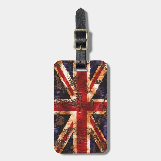 Rusted Patriotic United Kingdom Flag Bagagelabel (Voorkant verticaal)