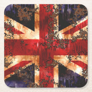 Rusted Patriotic United Kingdom Flag Vierkante Kartonnen Onderzetter