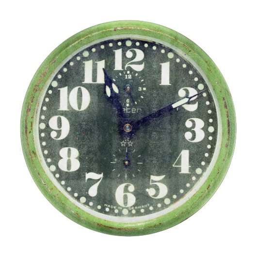 Rusted Retro Clock Green Old Time-stuk Snijplank (Voorkant)