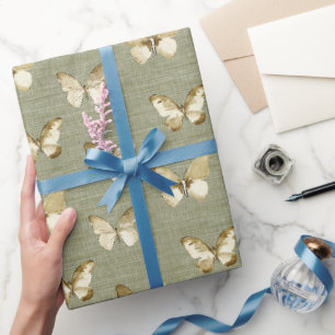 Rusten groene vlinders verjaardag cadeaupapier