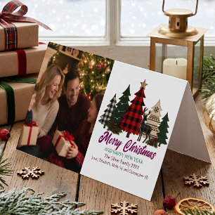 Rusten Kerst Plaid Familie Fotokaart Kaart