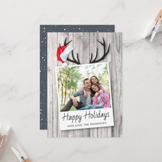 Rusten Kerstvakantie Houten Kabouterhoed Foto (Voorkant / Achterkant in situ)