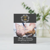 Rusten Krans Blad SAVE THE DATE Foto Ansichtkaart Aankondigingskaart (Staand voorkant)