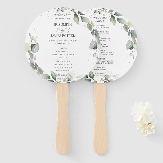 Rusten Kransen Rond Huwelijksprogramma Handwaaier (Voorkant en achterkant)