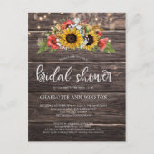 Rusten Zonnebloemen Licht Bruidsfeest Uitnodiging (Voorkant)