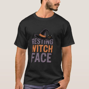 Rustend Heksengezicht Grappige Kat Halloween Pun T-shirt