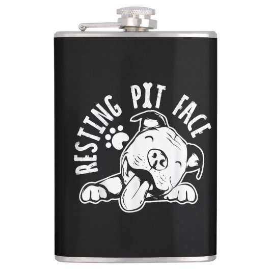Rustend Pithoof Grappige Hond Pitbull Meme Heupfles (Voorkant)