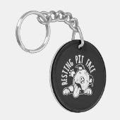Rustend Pithoof Grappige Hond Pitbull Meme Sleutelhanger (Voorkant Links)