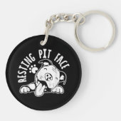 Rustend Pithoof Grappige Hond Pitbull Meme Sleutelhanger (Achterkant)