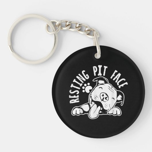 Rustend Pithoof Grappige Hond Pitbull Meme Sleutelhanger (Voorkant)
