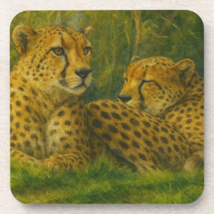 Rustende Cheetah Duo in het bos Bier Onderzetter