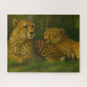 Rustende Cheetah Duo in het bos Legpuzzel (Horizontaal)