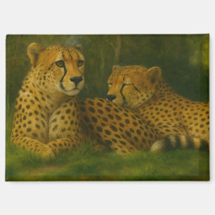 Rustende Cheetah Duo in het bos Magneet
