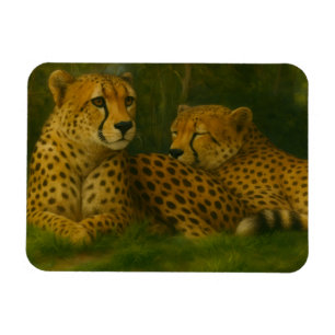 Rustende Cheetah Duo in het bos Magneet