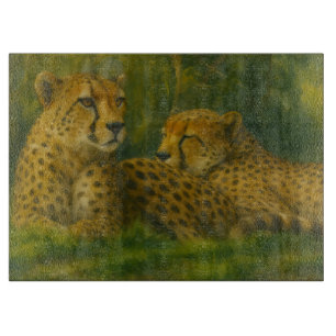 Rustende Cheetah Duo in het bos Snijplank