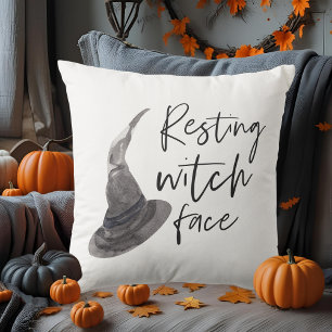 Rustende heks gezicht kussen Grappig Halloween c