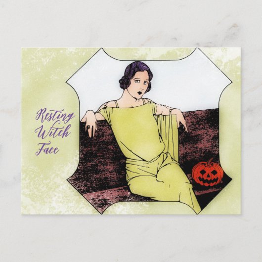 Rustende heks gezicht modieuze vrouw briefkaart (Voorkant)