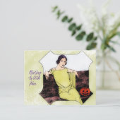 Rustende heks gezicht modieuze vrouw briefkaart (Staand voorkant)