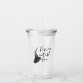 Rustende Heks Gezicht Tumbler | Grappig Halloween Acryl Drinkbeker (Voorkant)