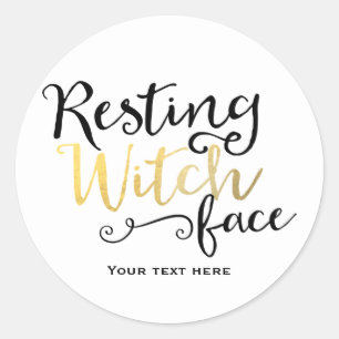 Rustende Heksengezicht Halloween Kostuumfeest Ronde Sticker
