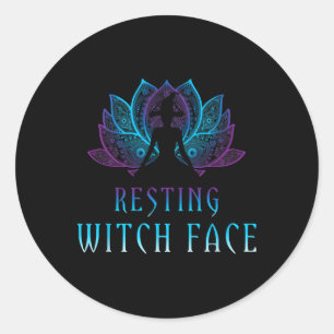 Rustende Heksengezicht Lotus Grappige Halloween Yo Ronde Sticker