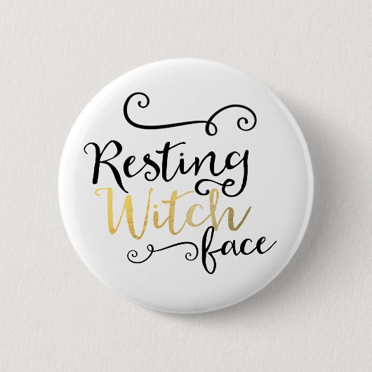 Rustende Heksengezicht Script Typografie Halloween Ronde Button 5,7 Cm (Voorkant)