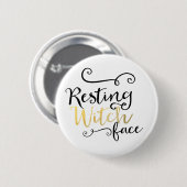 Rustende Heksengezicht Script Typografie Halloween Ronde Button 5,7 Cm (Voorkant /achterkant)