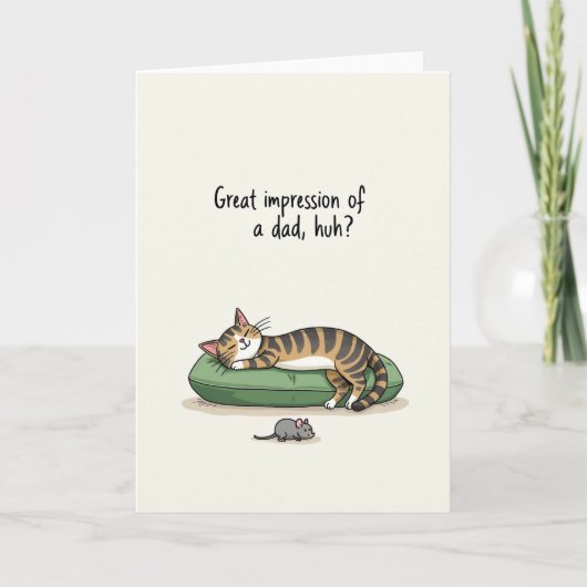 Rustende Kat Vaderdag Kaart (Voorkant)