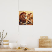 Rustende leeuwen Poster Papier (Keuken)