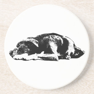 Rustende Pitbull Mix Monochrome Art Onderzetter