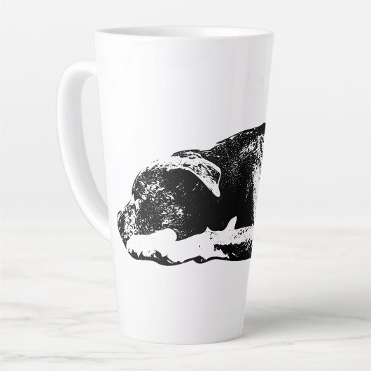 Rustende Pitbull Mix Monochrome Portret Mok (Linkerhoek)