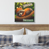 Rustende wasbeer | Cute Cartoon Kinderkamer Kunst Canvas Afdruk (Insitu (Slaapkamer))