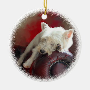 Rustende Westie Keramisch Ornament