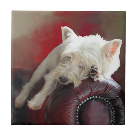 Rustende Westie Tegeltje (Voorkant)