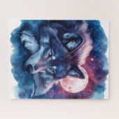 Rustende Wolf Onder de Kosmische Maan Legpuzzel (Horizontaal)