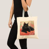 Rustende zwarte kat tote bag (Voorkant (product))