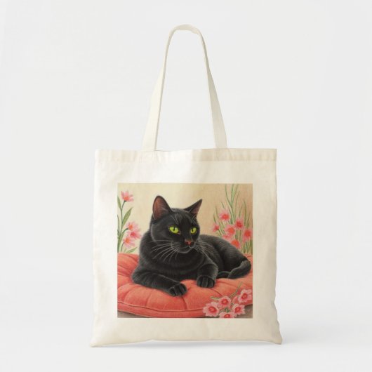 Rustende zwarte kat tote bag (Voorkant)