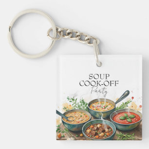 Rustenieke Waterverfparty voor Soep Kook-Competiti Sleutelhanger