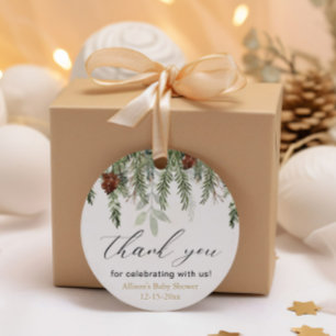 Rustenker winter dennenbomen babyshower bedankt bedankjes labels