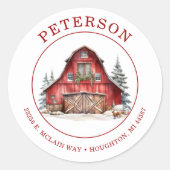 Rustenkerst Boerderij Retouradreslabels Ronde Sticker (Voorkant)