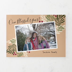 Rustenkerst Takken en Bessen Multi Foto Drieluik Wenskaart