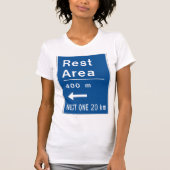 Rustgebied 400m links verkeersbord t-shirt (Voorkant)