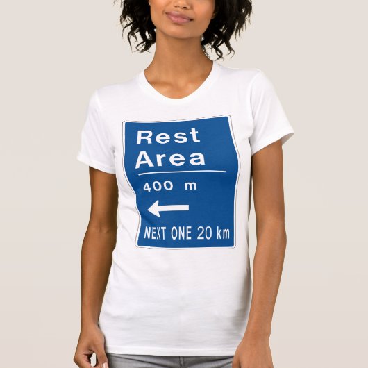 Rustgebied 400m links verkeersbord t-shirt (Voorkant)